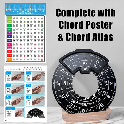 Ssllretu Circle of Fifths Wheel Metal Melody Tool with Guitar Chord Chart...