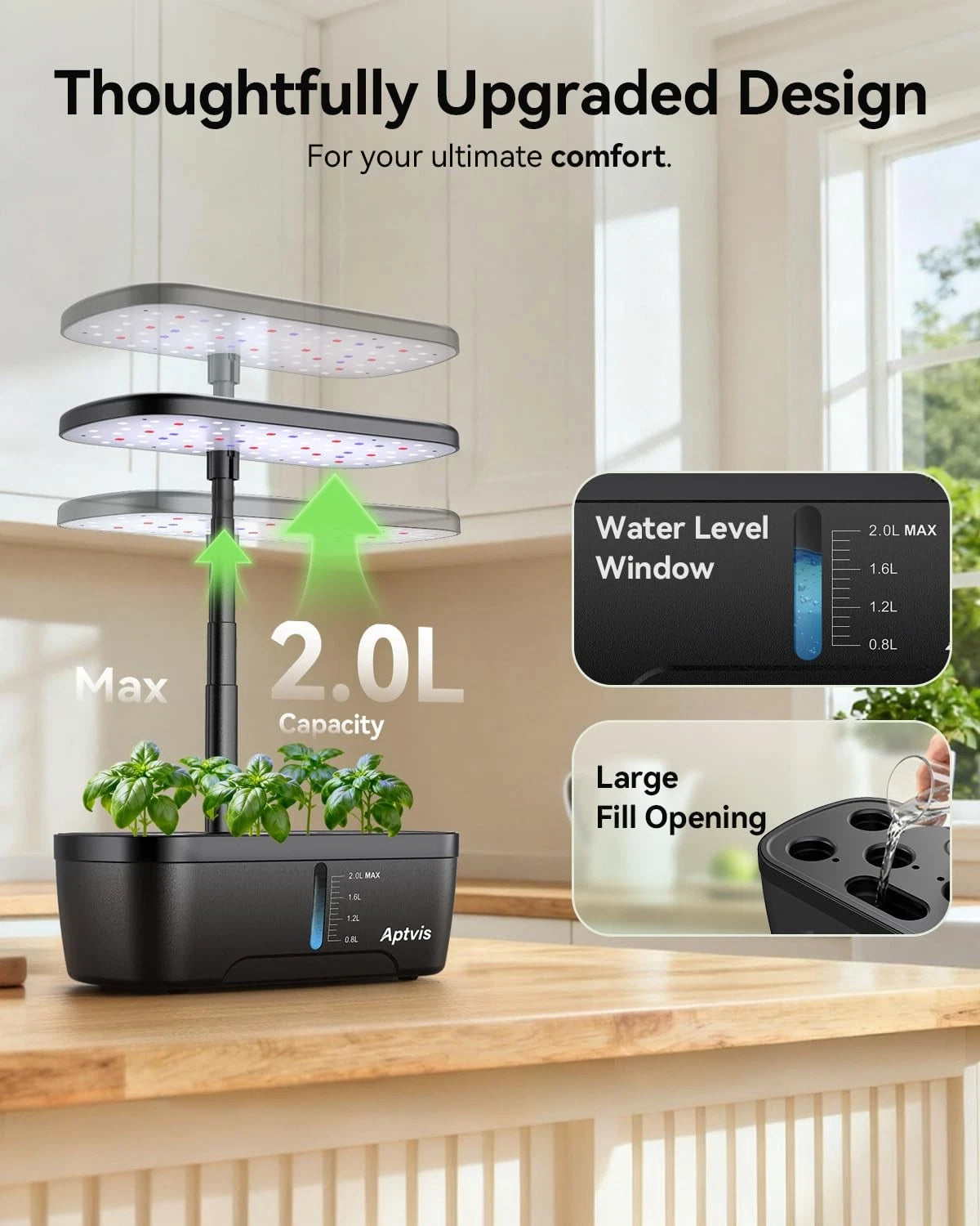 Aptvis Hydroponics Growing System, 6 Pods Smart Indoor Herb Garden with Black