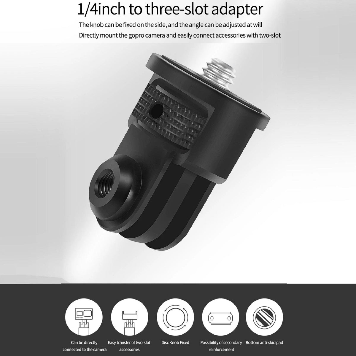 Mini Tripod Mount Alloy Adapter 360 Swivel Disc Reinforced 1/4" Screw For GoPro