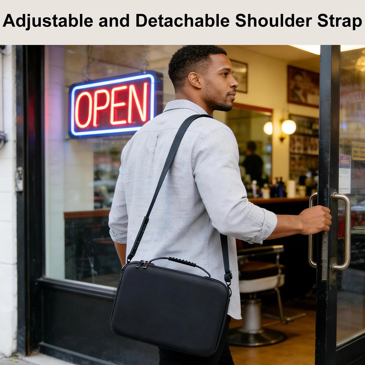 Neehows Barber Bag Hard Travel Case for Hair Clippers Large, Black