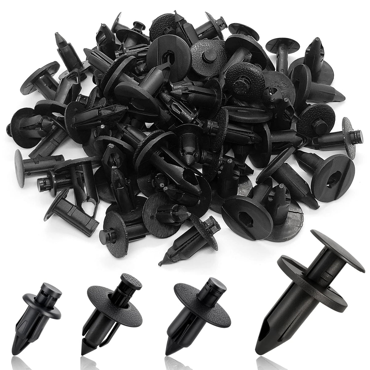 Plastic Rivets, 120pcs Push Pin Clips Body M6, M7, M8, 7661855, Black