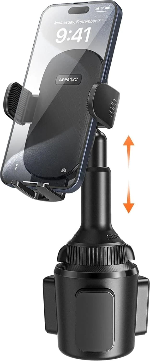 APPS2Car Universal Car Cup Phone Holder | Quick Extension Long Arm | Black