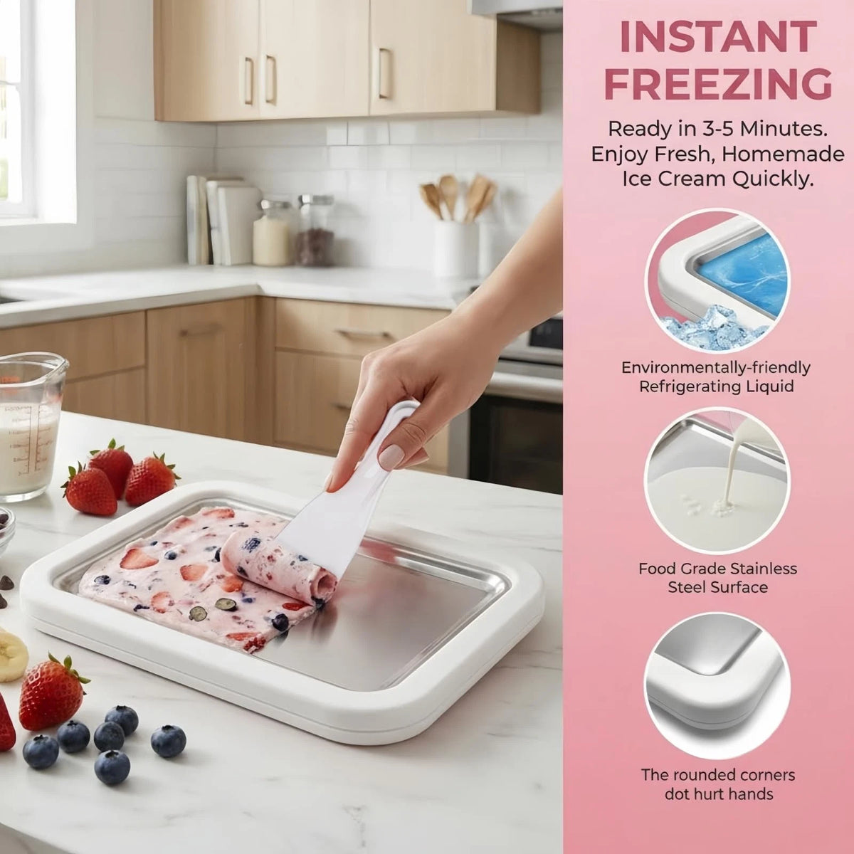 Rolled Ice Cream Maker Kit, At-Home Portable Roll Small, White
