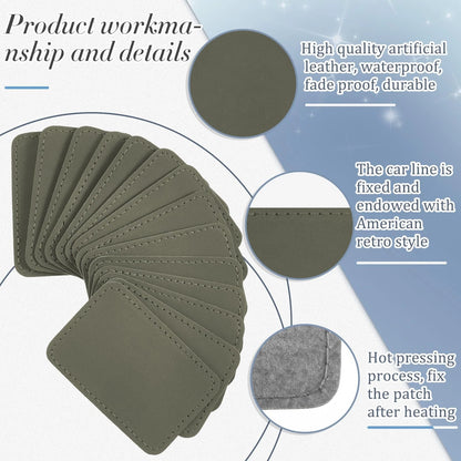 Dunzy 60 Pcs Blank Leatherette Hat Patch with Adhesive 3 x 2 Inch, Gray