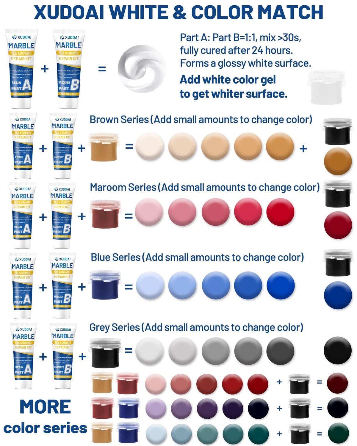 Marble and Granite Repair Kit (Color Match), 160g/5.64oz Quartz Color Match