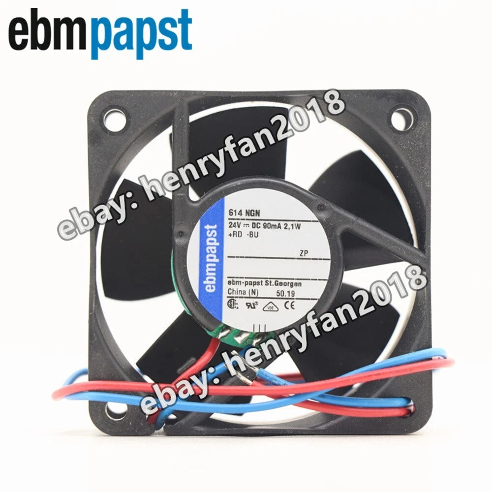Ebmpapst 614NGN Axial Fan DC 24V 2.1W 90mA 60*60*25MM 2-wires Cooling Fan