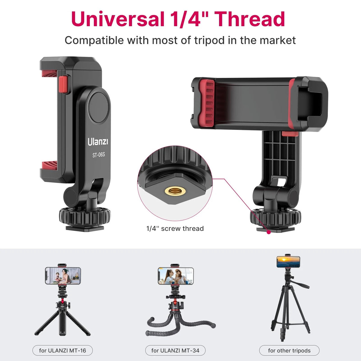 Phone Tripod Mount Holder for iPhone - ULANZI ST-06S Camera 10*8*6cm,