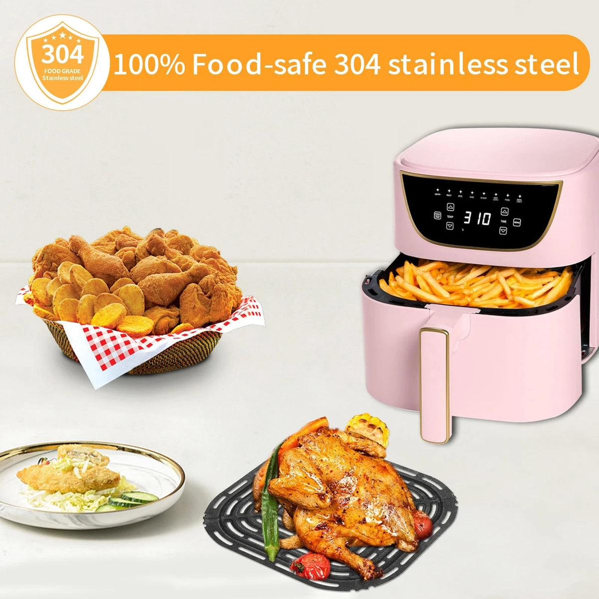 Air Fryer Grill Pan for Chefman 6QT Paris Hilton 6 Quart 8 in 1 Black