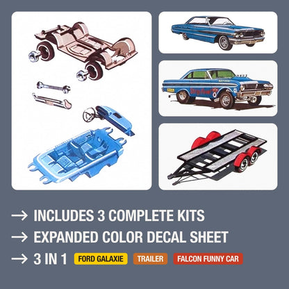 AMT Cal Drag Combo 1964 Galaxie, AWB approximately 15 inches long, White