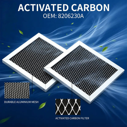 2-Pack 8206230A 6-12 Months Lifespan Microwave Charcoal Filter for KitchenAid
