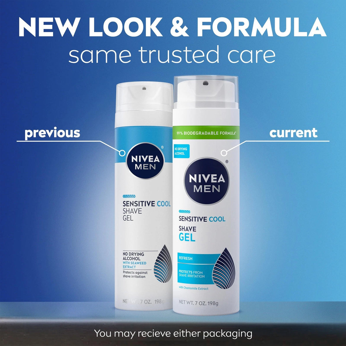 NIVEA MEN Sensitive Cool Shave Gel for 7 Ounce (Pack of 3), white