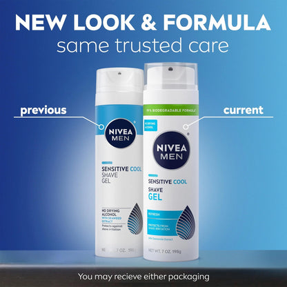 NIVEA MEN Sensitive Cool Shave Gel for 7 Ounce (Pack of 3), white