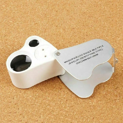 Protable 30x 60x Jeweler Loupe Dual lenses Band Light Antique geology Magnifier