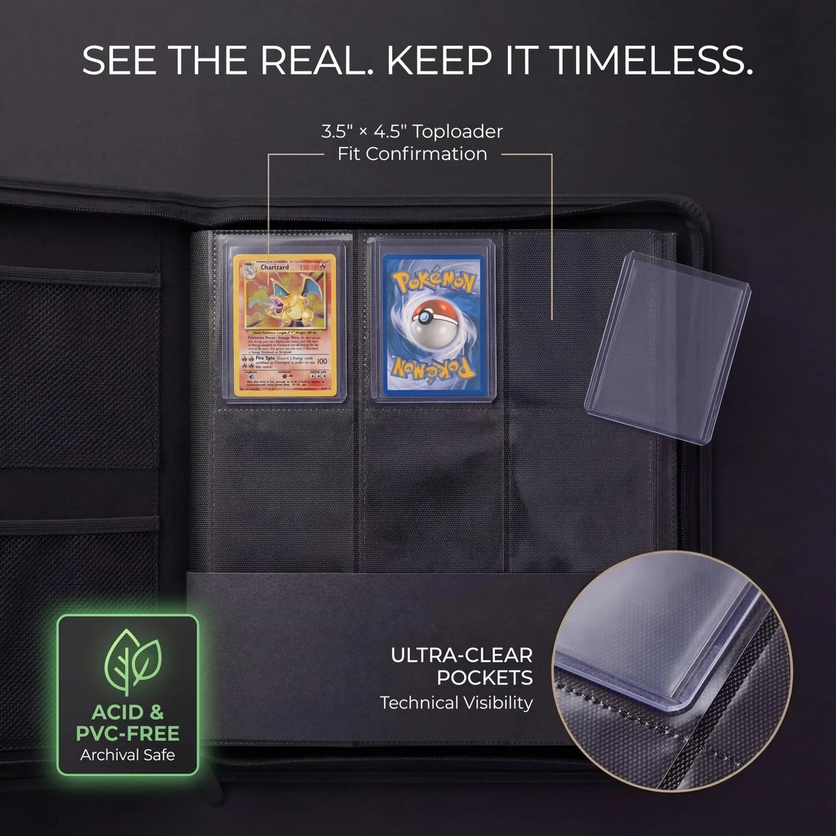 Deck Fort Toploader Binder 9 Pocket Holds 360 2.5 x 3.5 inches, Black