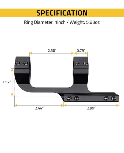CVLIFE Cantilever Scope Mounts 1 inch, Offset Dual Ring 1 Inch, Black