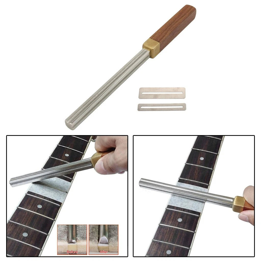 4-Gauge Slot Guitar Fret Crowning File Tool With 2 Neck Protection Sheets A