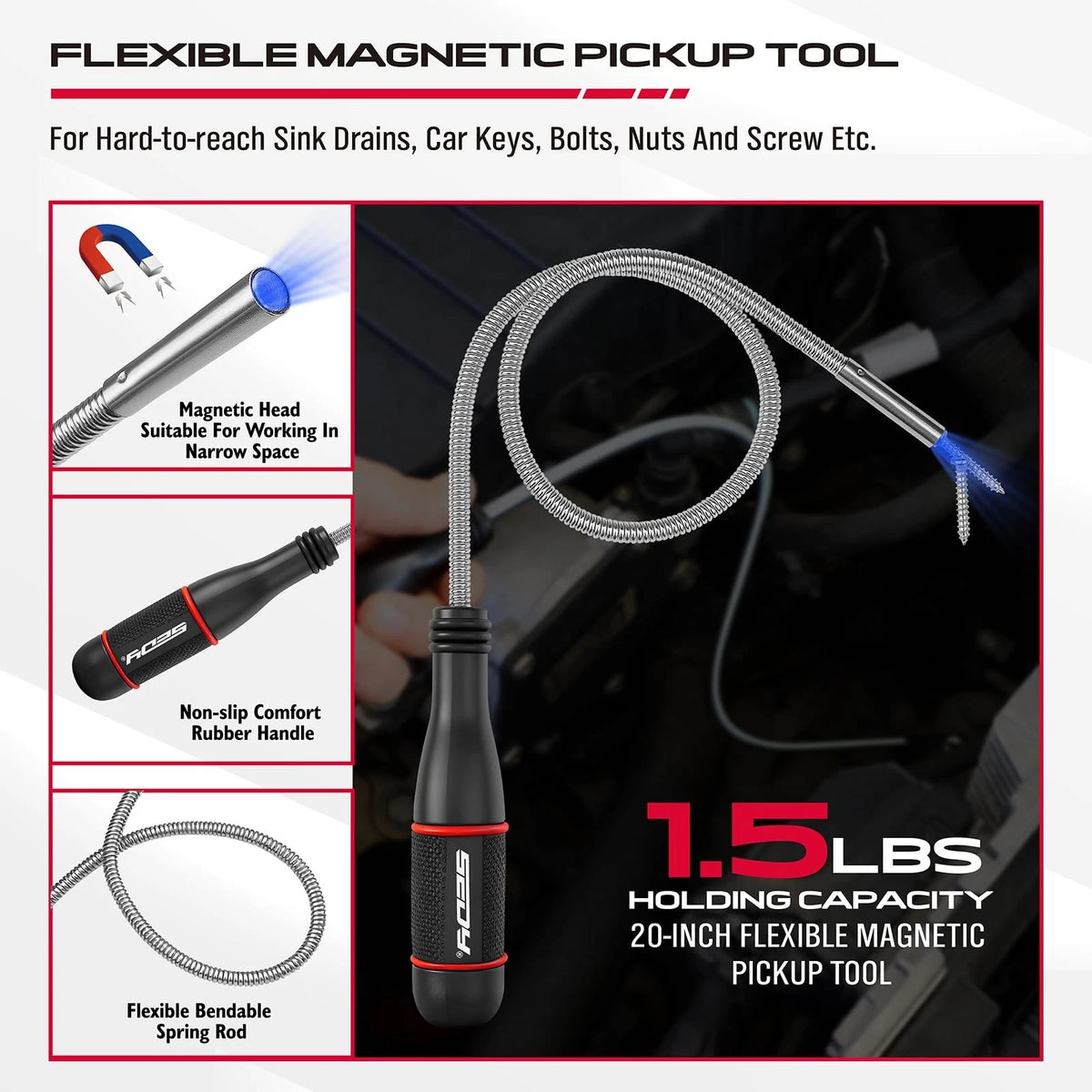 4 Pack Telescoping Magnetic Pickup Tool with 3in 4in 6in Parts...