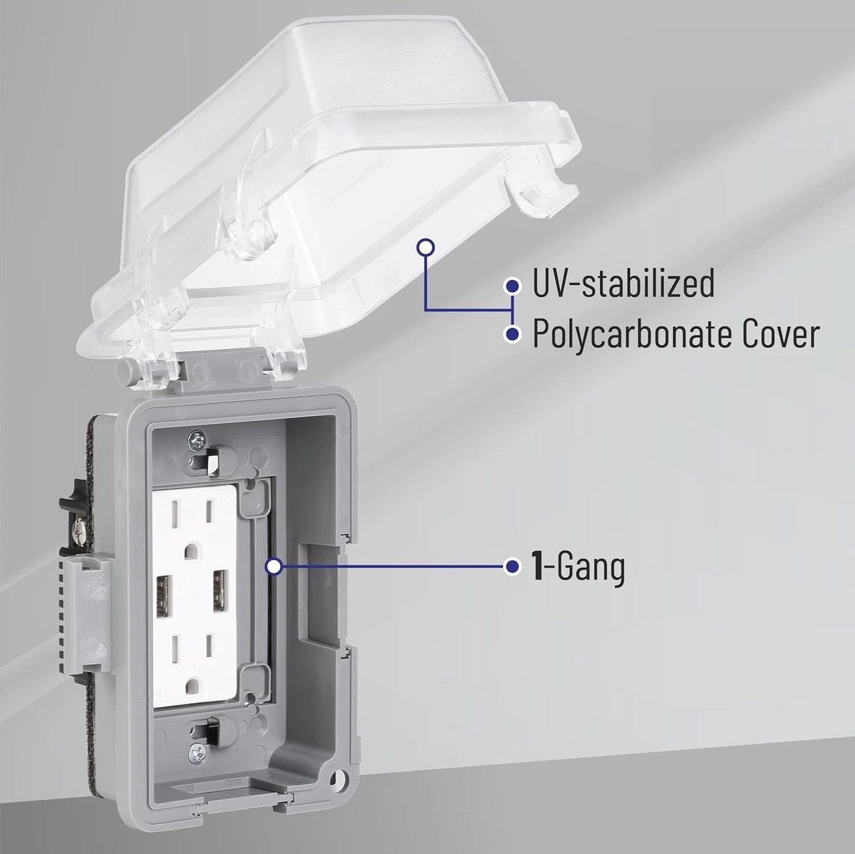 Bates Weatherproof Electrical Outlet Cover, 1-Gang, Outdoor 1 Pack, Clear