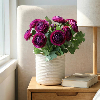Artificial Ranunculus Flowers with Real Touch Stem,Silk 6, Purple
