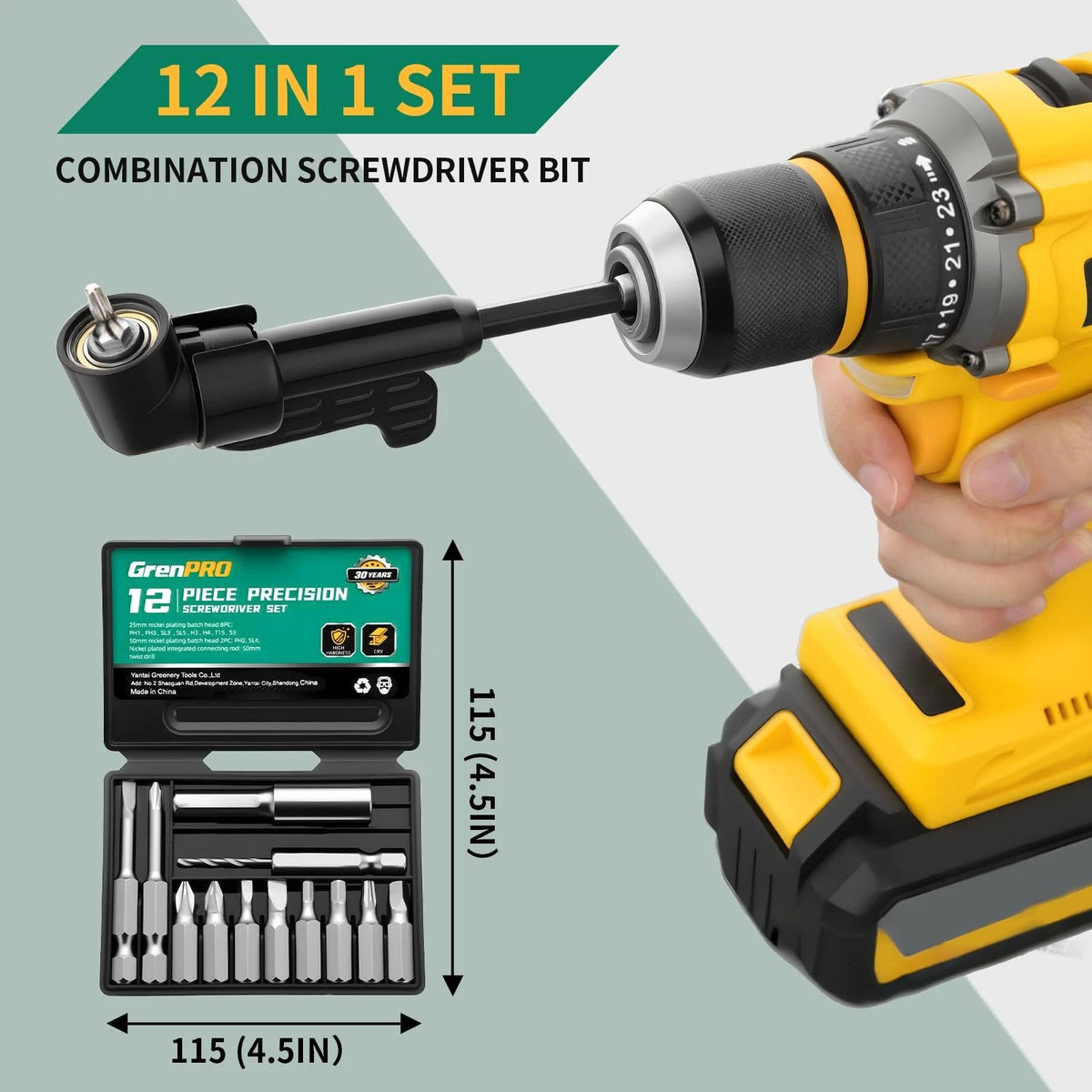 GRENPRO 19 Pcs Flexible Drill Bit Extension Kit, Includes 19PCS-Black, Black