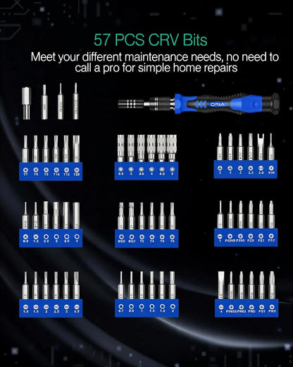 ORIA Precision Screwdriver Set, 61 in 1 Small Set with 57 Blue