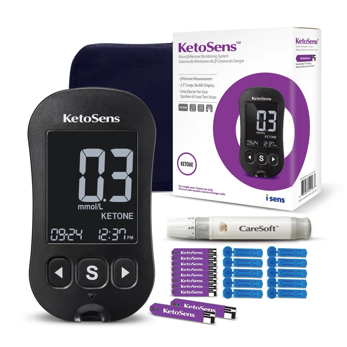 KetoSens Blood Ketone Monitoring Starter Kit: 1 Count (Pack of 1), Black