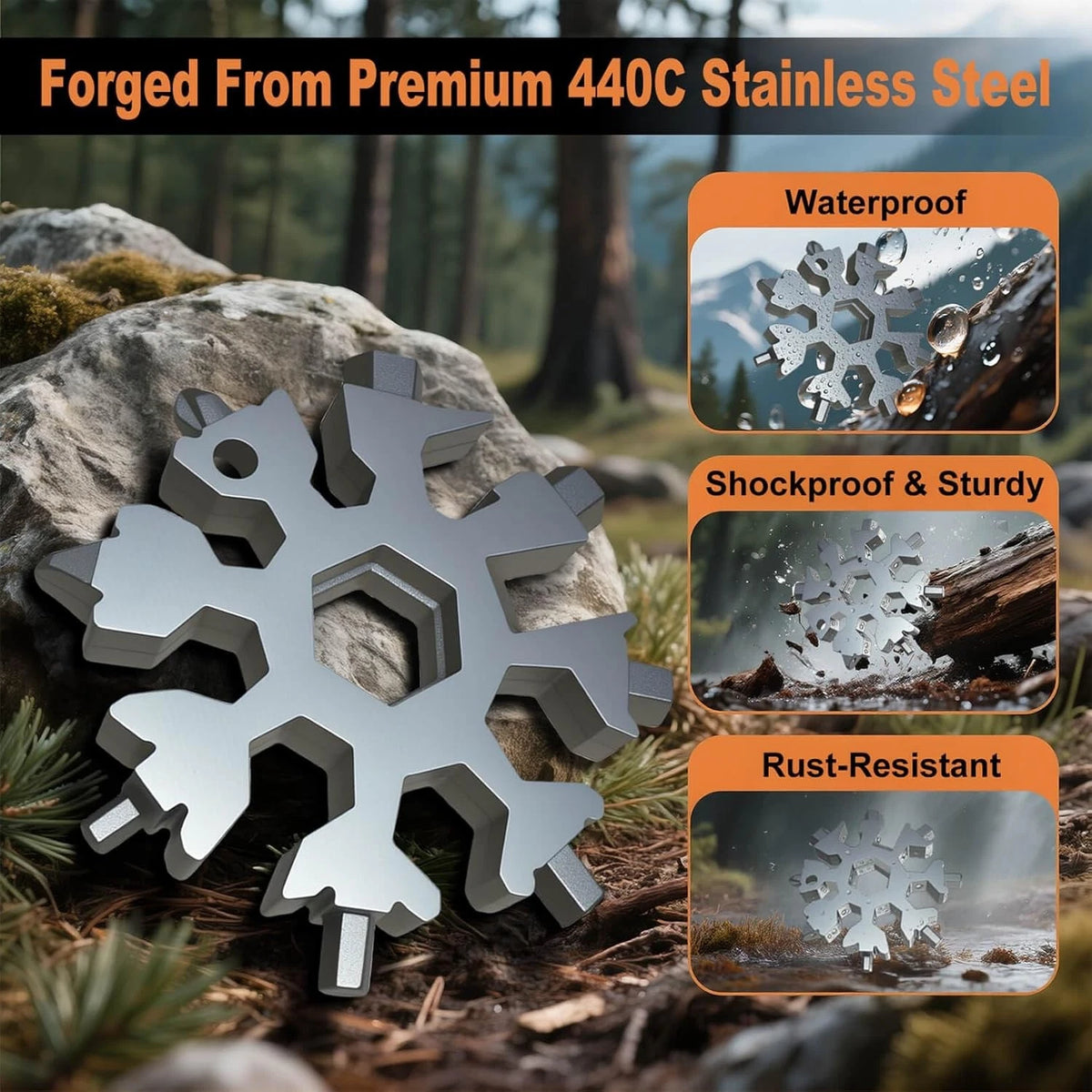 Snowflake Multi Tool 2 Pack - Stainless Steel 18 in 1 Multitool with Silver
