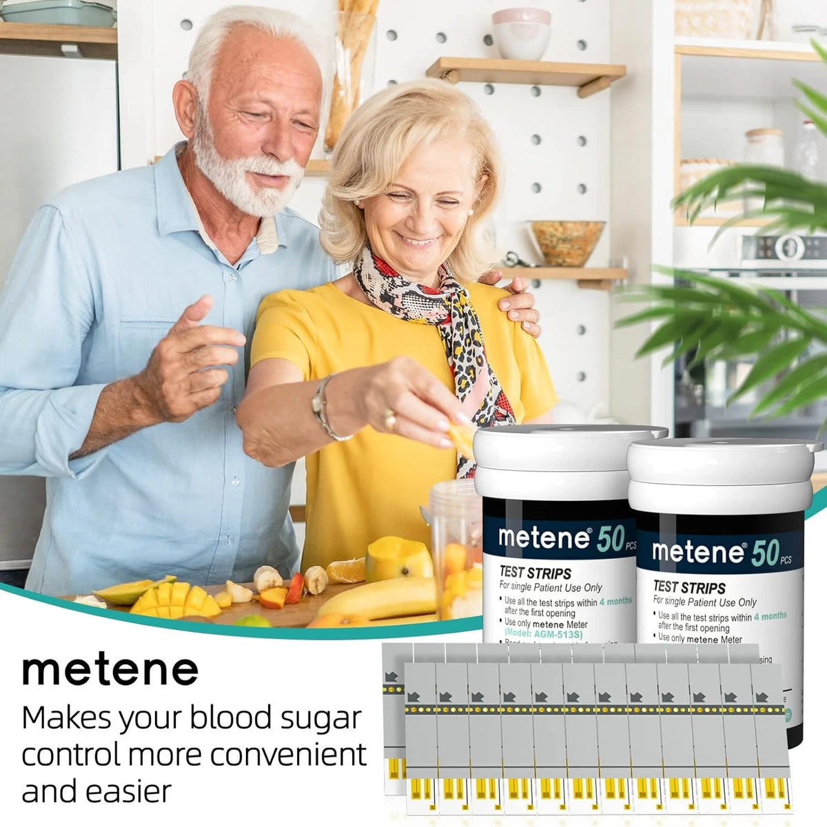 Metene AGM-513S Test Strips for Diabetes, 100 Count 100 Count(Pack of 1)