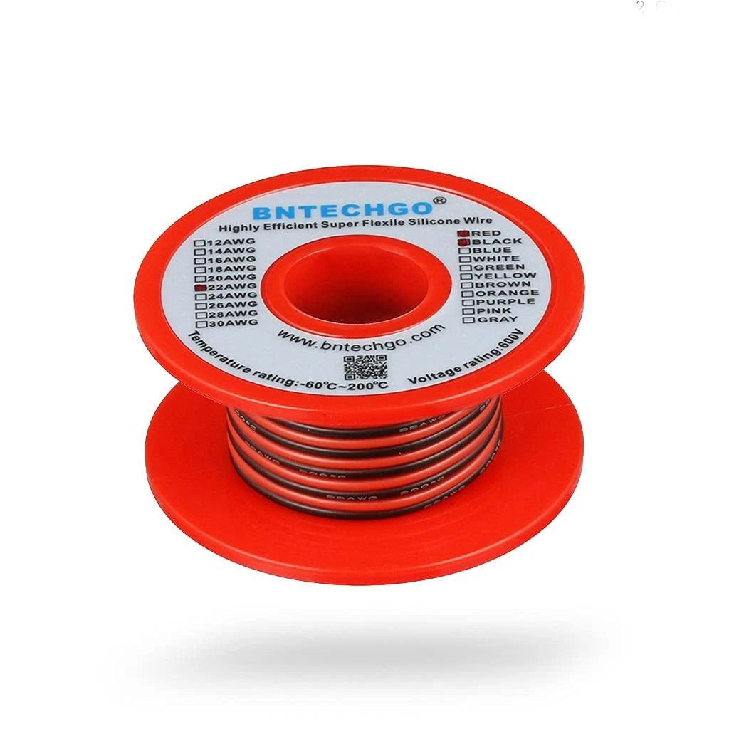 BNTECHGO 22 Gauge Flexible 2 22 AWG 25ft, 22 Parallel silicone wire 25ft