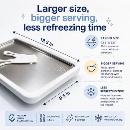 Rolled Ice Cream Maker - Extra Large 14" x 10" - Large, White
