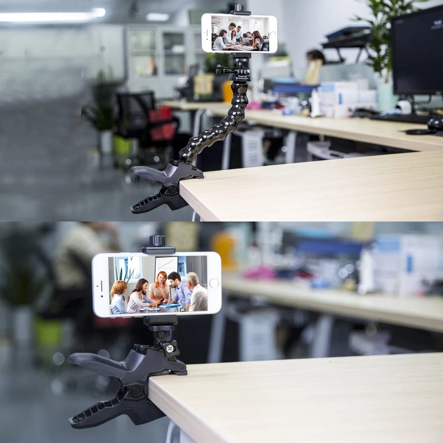 Suptig Phone Holder Desk Gooseneck Mount, Cell 3.5 x 4.8 x 8.26 inches, Black