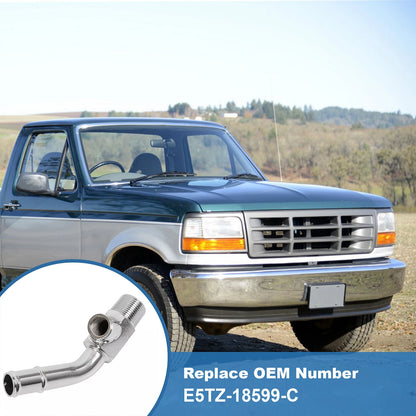 Hot Water Radiator Coolant Temp Sensor Elbow Connector Tube Replace E5TZ-18599-C