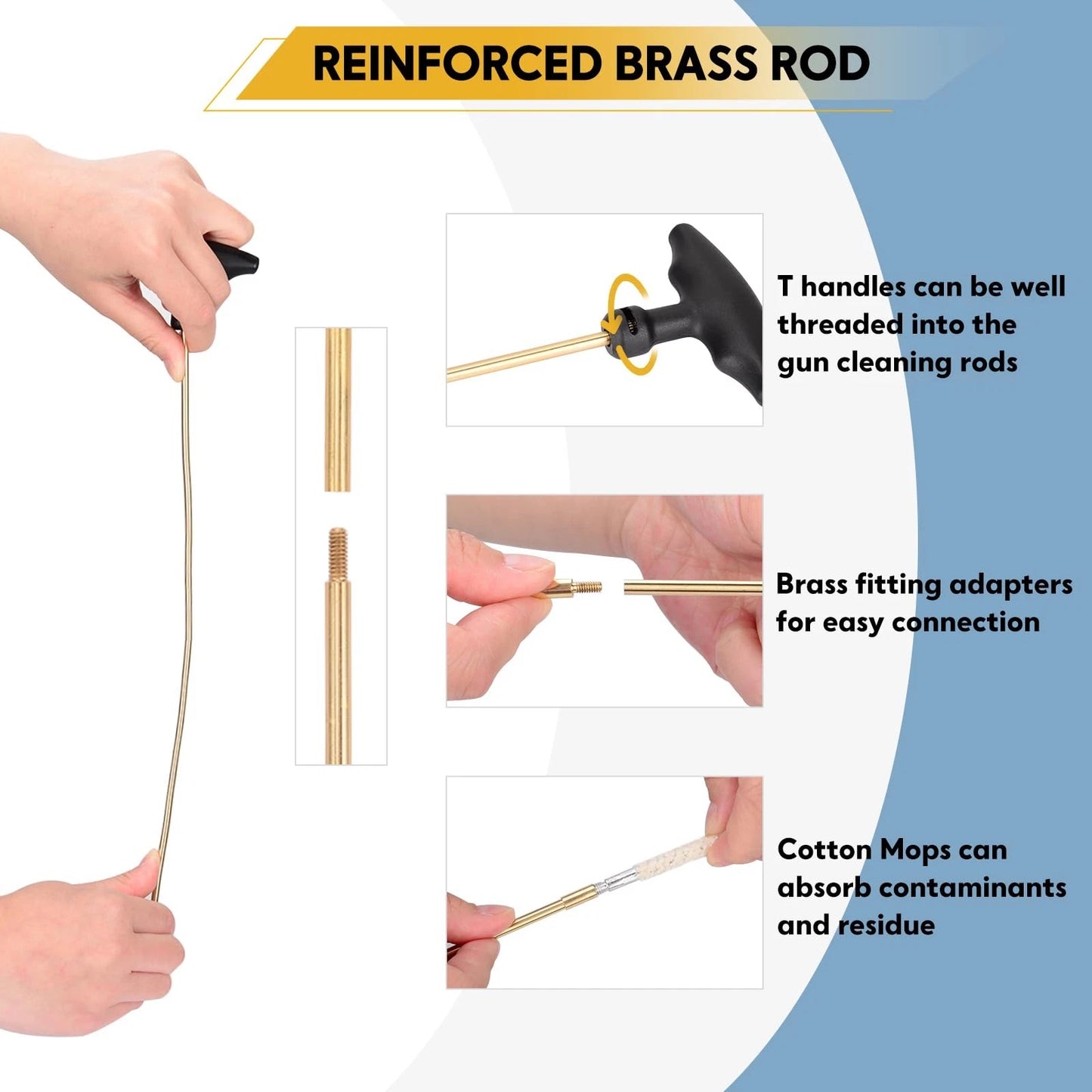 Raiseek .177 Cal & .22 Airgun Cleaning Kit with Cotton Mop Brass...