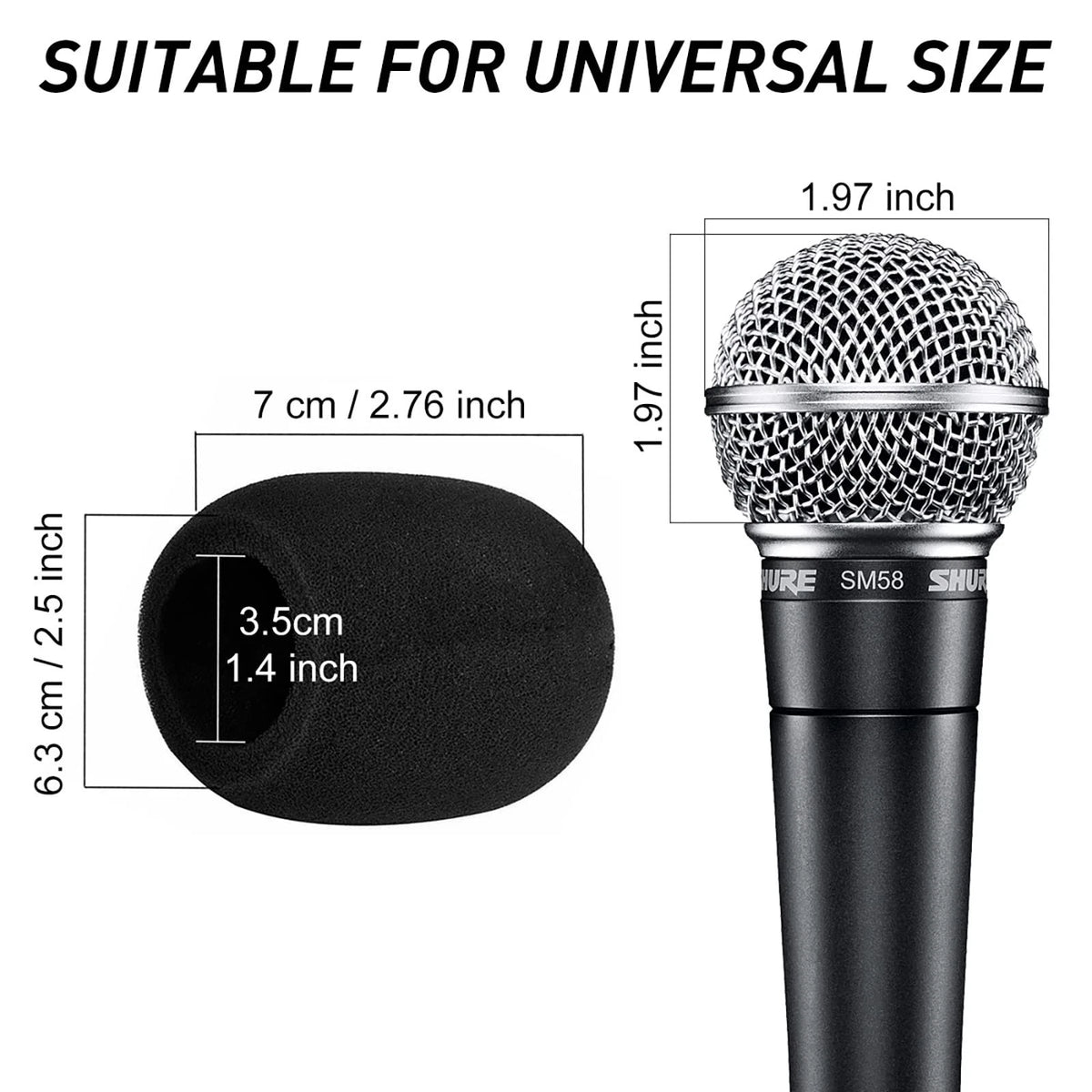 Mudder 5 Pack Foam Mic Cover Handheld Microphone Windscreen 171.5 cc, Black