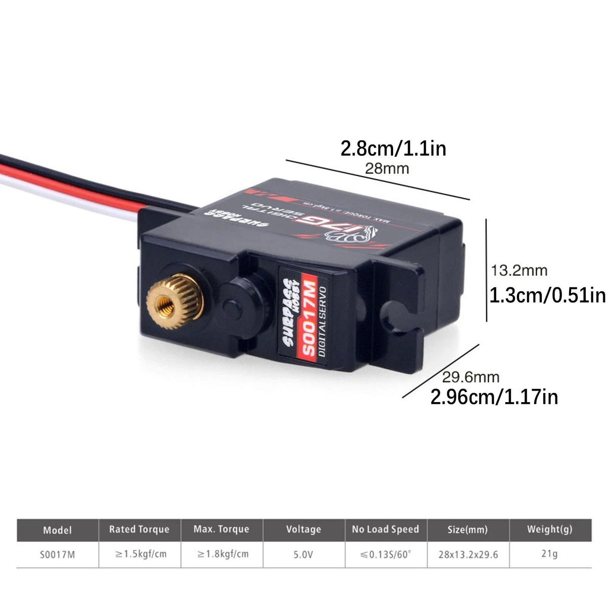 1/18 S0017M Micro Mini Servo 17G Metal Gear Digital Servo For RC Plane Boat Car