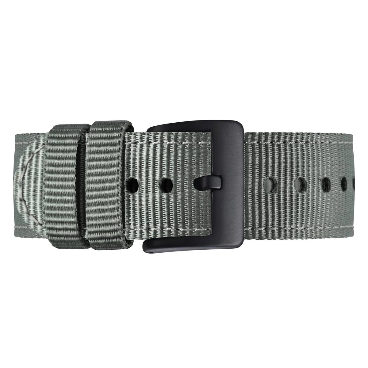 BISONSTRAP Men’s Nylon Watch Bands, Two-Piece 20mm, Grey (Black Buckle)