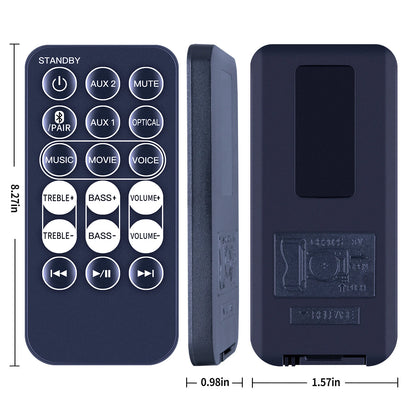 Remote Control For Jensen JSBW-210 2-Channel Wall-Mountable Bluetooth Soundbar