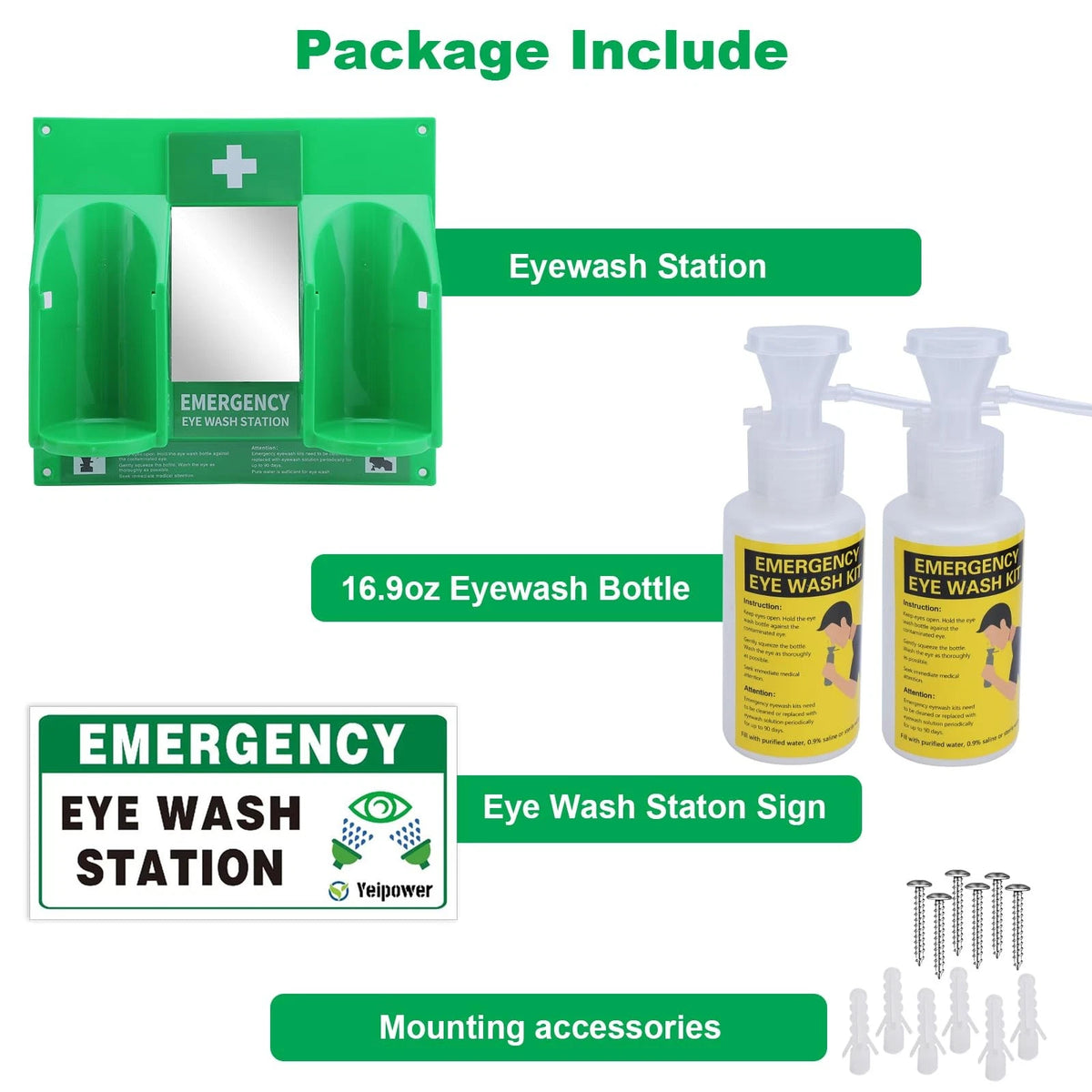 Portable Eyewash Station Kit OSHA-Approved - 11 x 10 inch(Pack of 2), 2 Pcs