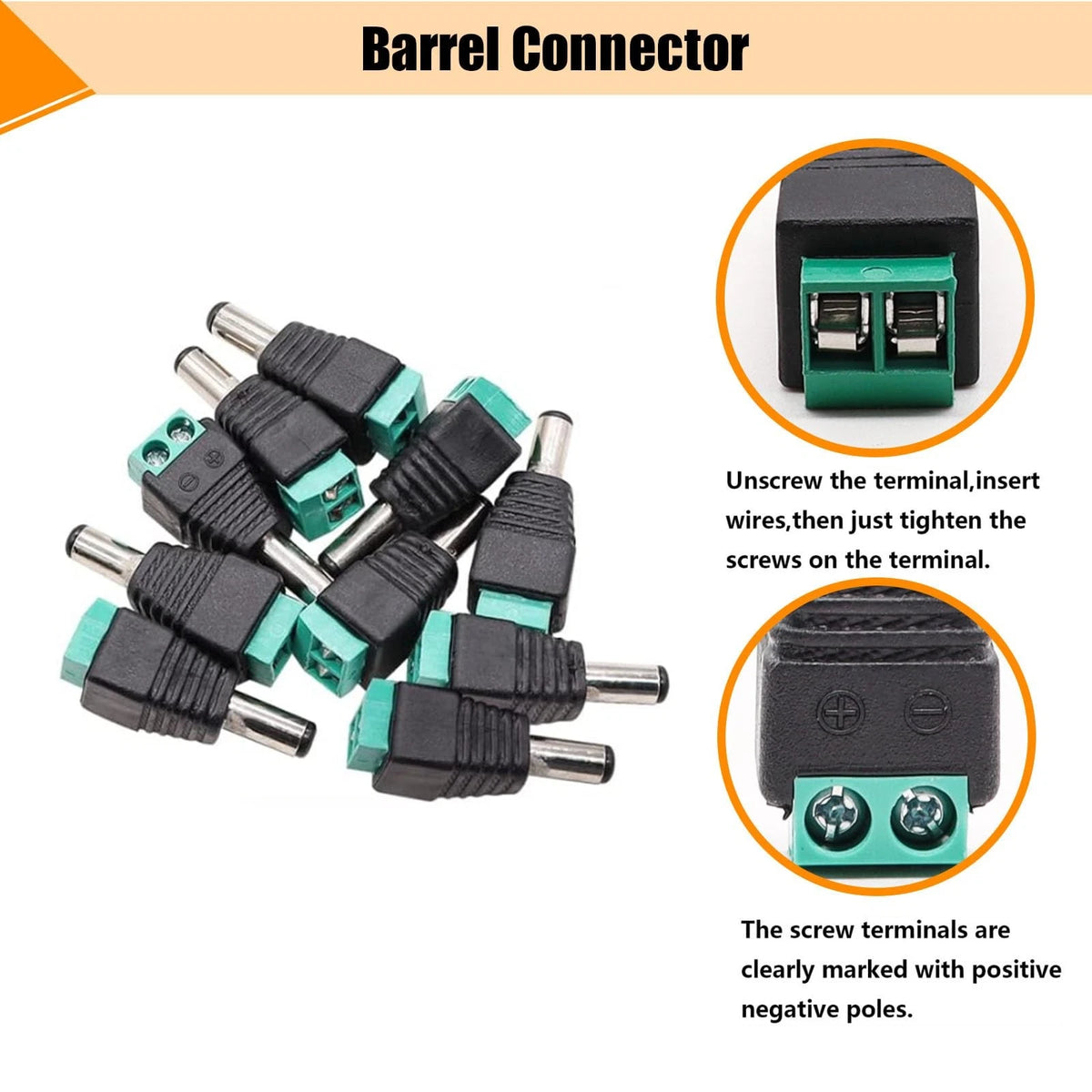 weideer 12Pcs 10A DC Power Jack Cord Socket Male and Female Socket, Black