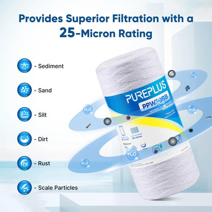 PUREPLUS 25 Micron 10 x 4.5 Whole House String 2 Count (Pack of 1), White
