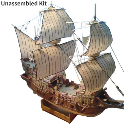 1:100 Unassembled Galeon Golden Hind 3D Paper Boat Wareship Model DIY Sailboat