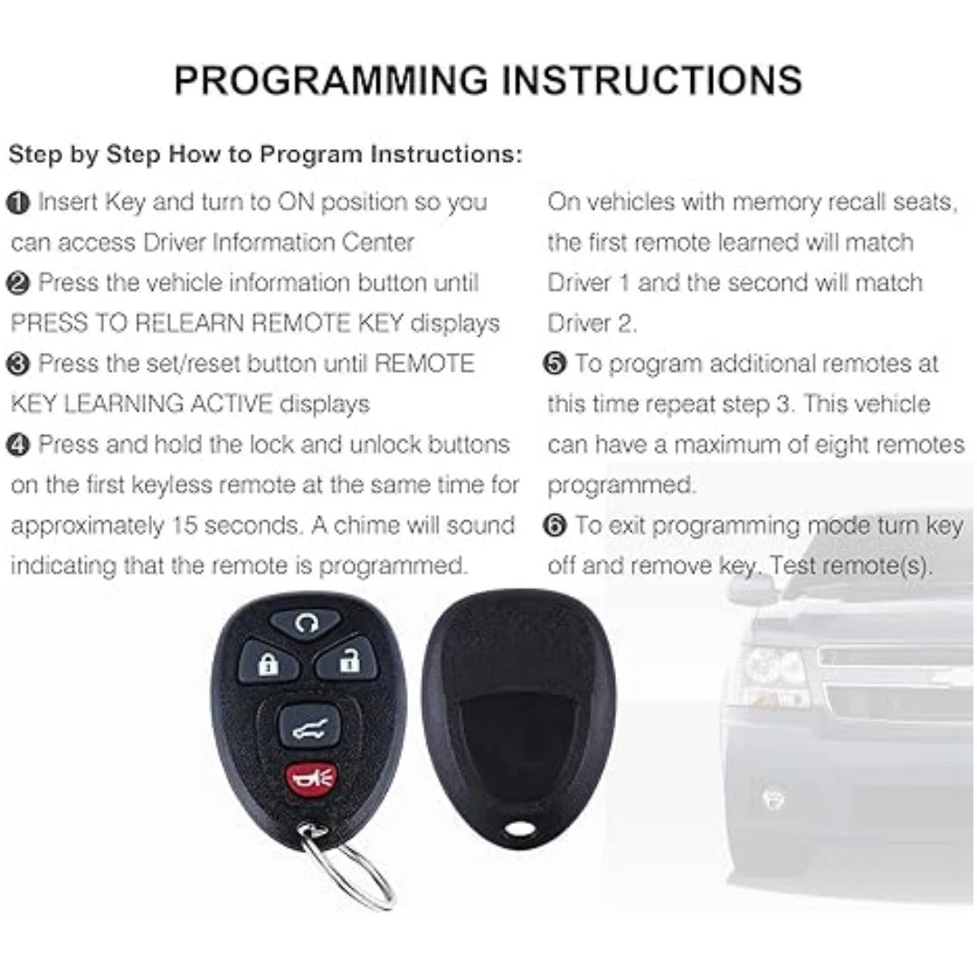 5-Button Keyless Entry Remote Car Key For Chevrolet For GMC For Cadillac Acces