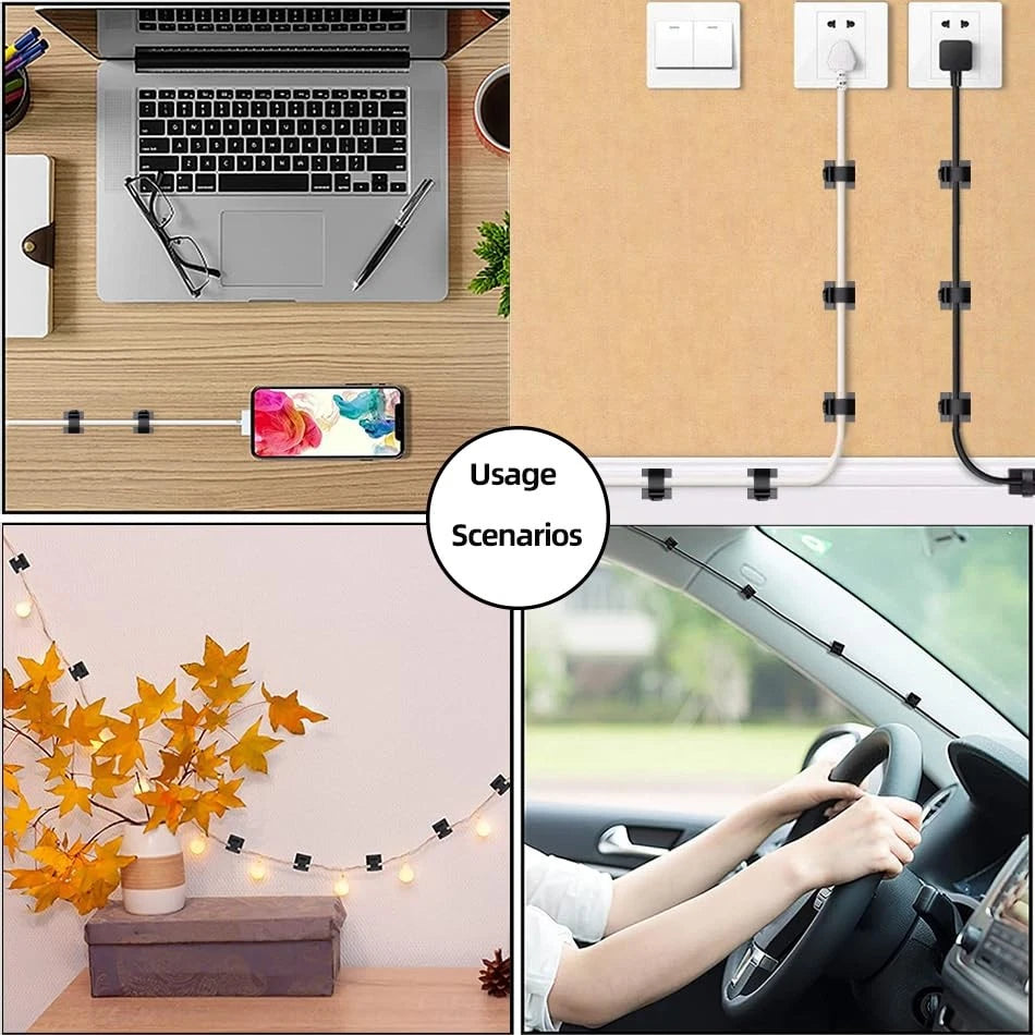 ITUGOU 100 PCS Adhesive Cable Clips Cord Organizer (Small, Black
