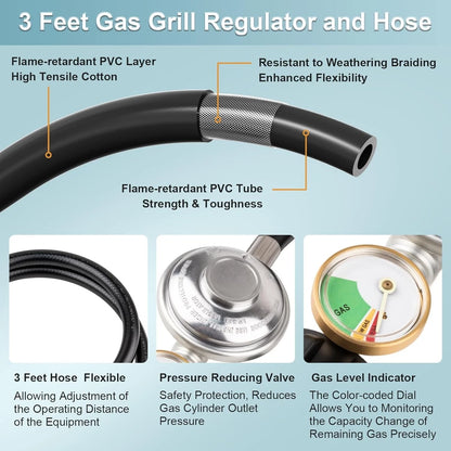 3 Feet Propane Regulator with Hose, Tank Gas Grill Regulator...