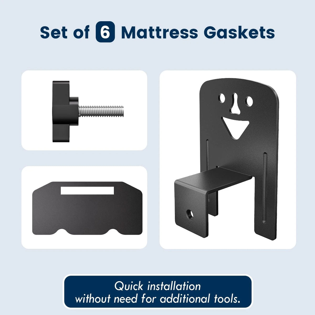 SUYAUU Non Slip Mattress Gaskets for Bed Frame, Cute Gaskets, Black