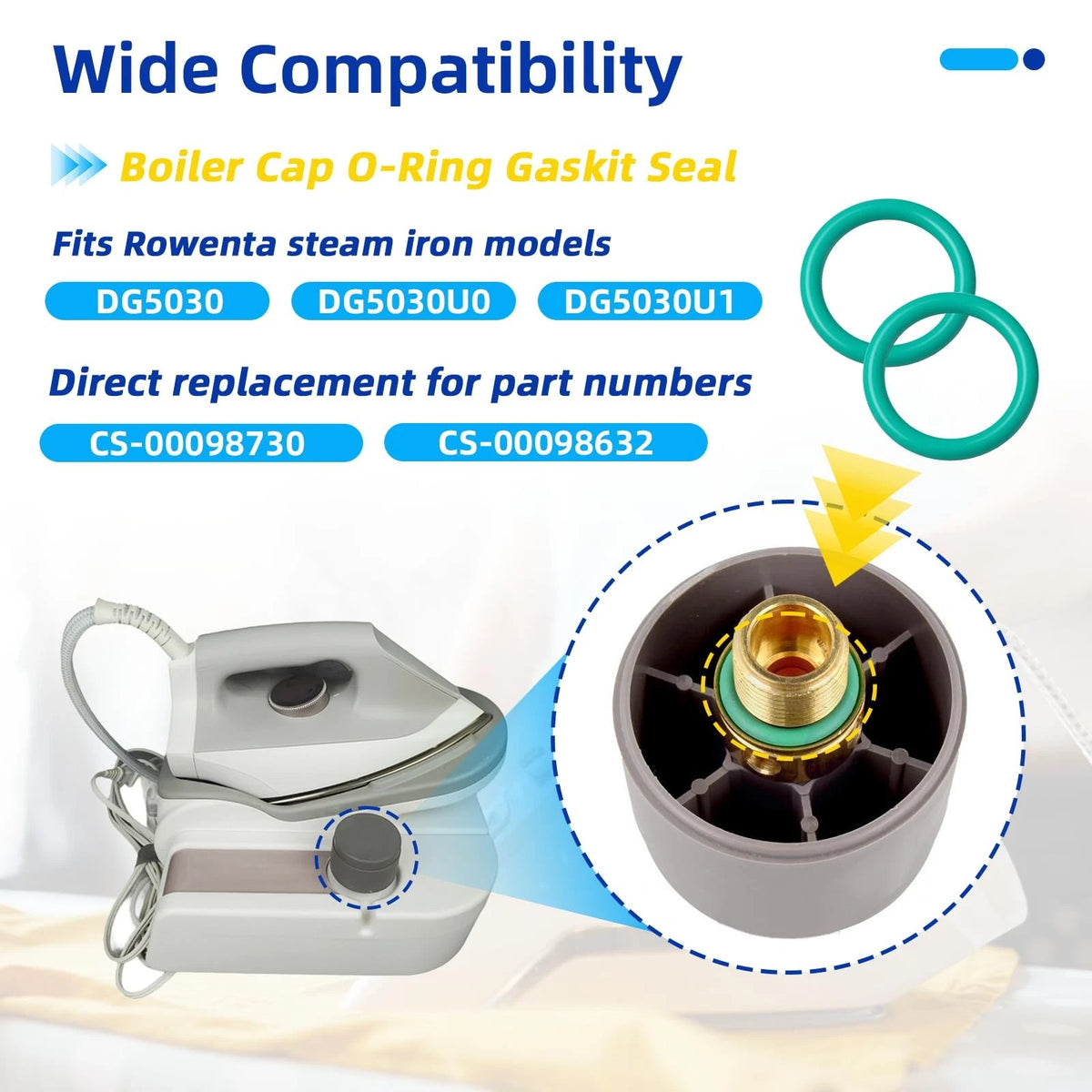Boiler Cap O-Ring Compatible with Rowenta DG5030 Steam Gasket Seal green