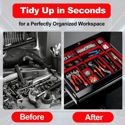 Collapsible Magnetic Parts Tray Set with Extra Strong Magnet Up to 18LB, Red