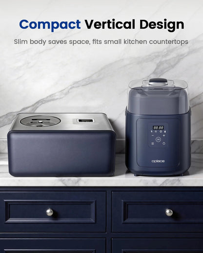 Oplace 4-in-1 Compressor Ice Cream Maker (1.0Qt), No 1.0Qt, Blue