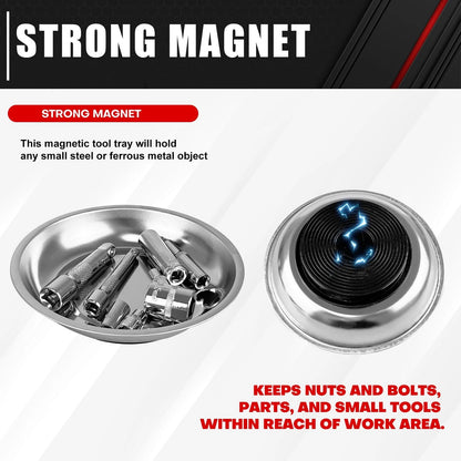 C&T 3-Piece Magnetic Tray Holder, Parts 9.5" x 5.5" x 1.5", Silver