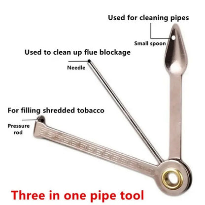 5PCS 3 In 1 Stainless Metal Multifunctional Tobacco Clean Tool For Smoking Pipe